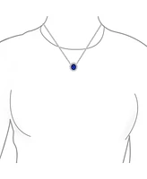 Bling Jewelry Classic Estate Crown 1.5 Ct Cz Halo Oval Navy Blue Cubic Zirconia Station Pendant Silver Plated Brass