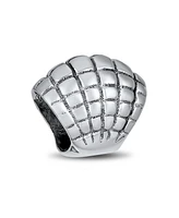 Bling Jewelry Nautical Tropical Vacation Beach Clam Shell Charm Bead Oxidized .925 Sterling Silver