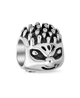 Bling Jewelry Cute Whimsical Hedgehog Animal Charm Bead Oxidized .925 Sterling Silver