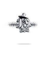 Bling Jewelry Bff Animal Puppy Top Hat Dog Bead Charm Oxidized .925 Sterling Silver
