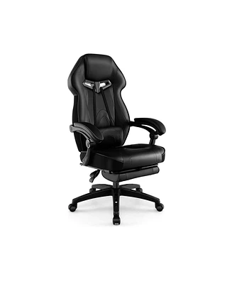 Gaming Chair Racing Style Swivel with Footrest and Adjustable Lumbar Pillow