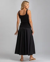 Pietro Brunelli Maternity Sleeveless Rib Knit Jersey & Cotton Mirabelle Twofer Dress