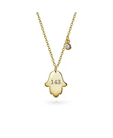 Bling Jewelry Delicate Simple Minimalist Amulet Talisman Hamsa Hand Of God Fatima Pendant Necklace Gold Plated .925 Sterling Silver