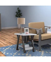 Two-Tone End Table with Bottom Shelf for Stylish and Functional Storage