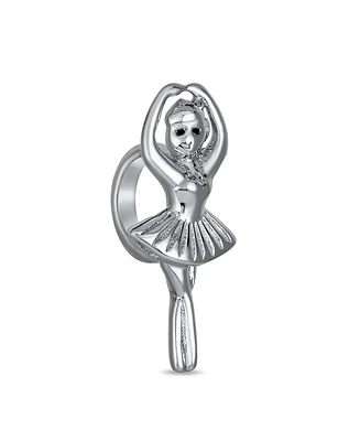 Bling Jewelry Dainty Prima Ballerina Ballet Dancer Charm Bead .925 Sterling Silver
