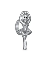 Bling Jewelry Dainty Prima Ballerina Ballet Dancer Charm Bead .925 Sterling Silver