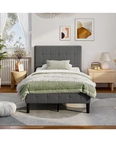Platform Bed with Button Tufted Headboard