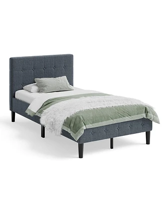 Platform Bed with Button Tufted Headboard