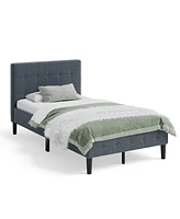 Platform Bed with Button Tufted Headboard