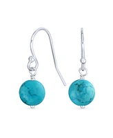 Bling Jewelry Simple Basic Round 8MM Bead Ball Drop Dangle Earrings Secure French Fish Hook Wire .925 Sterling Silver