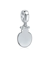 Bling Jewelry Red Lucky Ladybug Insect Gardener Dangle Charm Bead .925 Sterling Silver