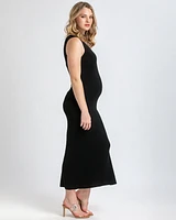 Pietro Brunelli Maternity Soft Viscose Knit V-Neck Side Slit Dalia Dress