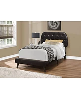 Tufted Upholstered Faux Leather Bed Frame with Padded Headboard