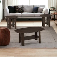 Set of 3 Wood Coffee Tables with Shelf – Functional Nesting Design