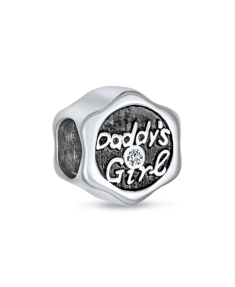 Bling Jewelry Father's Love Cz Daddy's Charm Bead Daughter Sterling Silver Fits Bracelet
