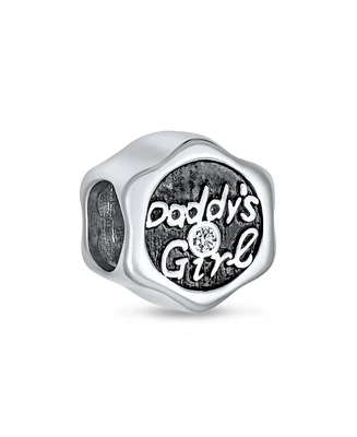 Bling Jewelry Father's Love Cz Daddy's Charm Bead Daughter Sterling Silver Fits Bracelet