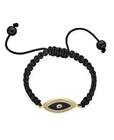 Bling Jewelry Black Braided Cord Evil Eye Bracelet Bolo Crystal Accent Adjustable Gold Plated Protection And Good Luck