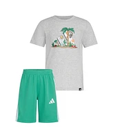 adidas Toddler & Little Boys Graphic T-Shirt Stripe Shorts