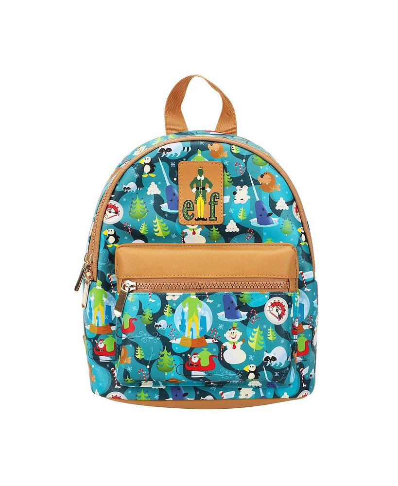 Elf Illustrated North Pole Pattern 11.5" Mini Backpack