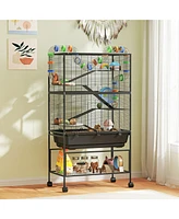 PawHut Hamster Cage, 5 Tier Rolling Rat Cage for Syrian, Gerbil, Mouse