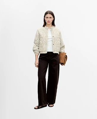Mango Women's Floral Embroidered Padded Jacket