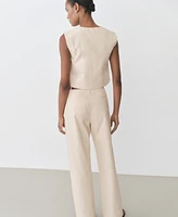 Mango Women's Cotton Straight Mid-Rise Pants