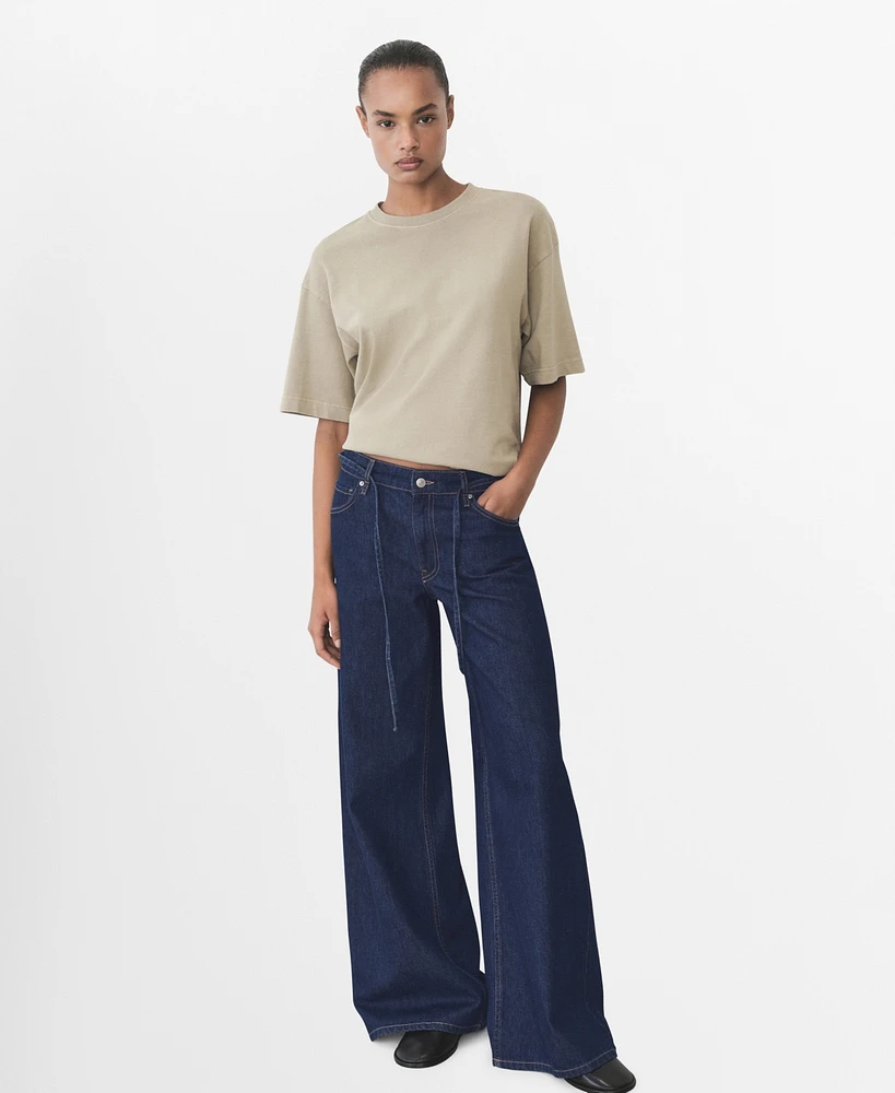 Mango Women's Low-Rise Wide Leg Jeans