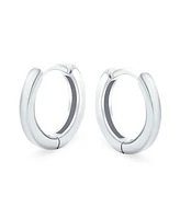 Bling Jewelry Basic Simple Thin Huggie Hoop Kpop Earrings 14K Gold Plated .925 Sterling Silver Flat Hinge