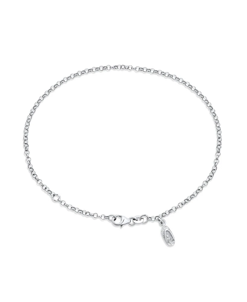 Bling Jewelry Vacation Dangle Charm Beach Flip Flop Sandal Anklet Ankle Bracelet .925 Sterling Silver Adjustable 9 To 10 Inch