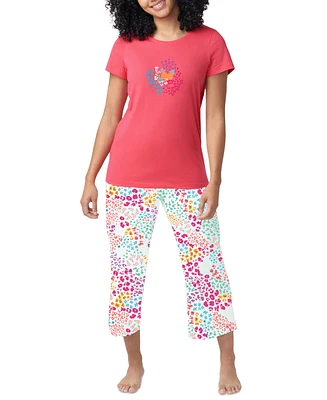 Hue Women's Printed Short-Sleeve Capri Pajama Set