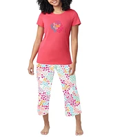 Hue Women's Printed Short-Sleeve Capri Pajama Set