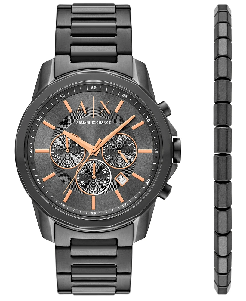 A|X Armani Exchange Men's Quartz Chronograph Gunmetal Stainless-Steel Watch, 44mm