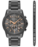 A|X Armani Exchange Men's Quartz Chronograph Gunmetal Stainless-Steel Watch, 44mm