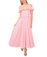 CeCe Women's Off-the-Shoulder Gingham Maxi Dress