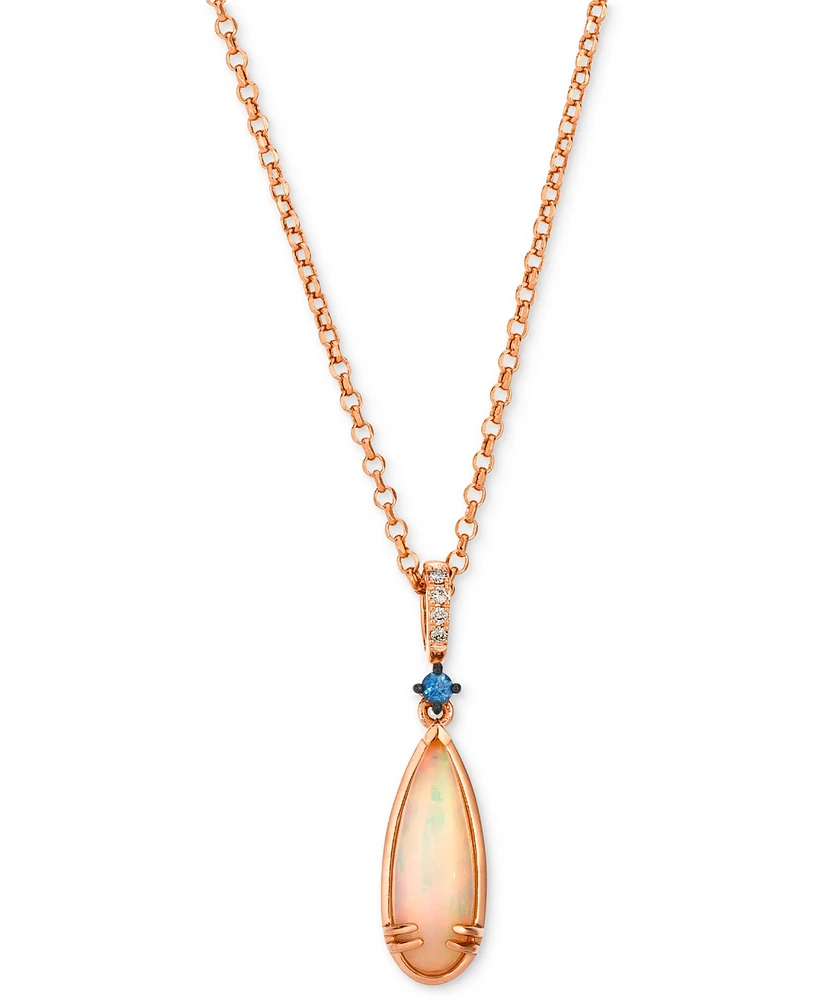 Le Vian Neopolitan Opal (1 ct. t.w.), Blueberry Sapphire & Nude Diamond Pendant Necklace in 14k Rose Gold, 19"