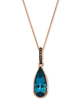 Le Vian Chocolatier Deep Sea Blue Topaz (3-1/2 ct. t.w.) & Chocolate Diamond (1/20 ct. t.w) Pendant Necklace in 14k Rose Gold, 20"