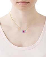 Ruby (1/2 ct. t.w.) & Diamond (1/5 ct. t.w.) Butterfly 18" Pendant Necklace in 14k Yellow Gold