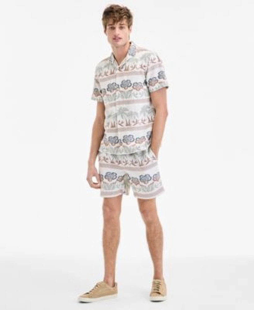 Sun Stone Mens Ace Printed Camp Shirt Drawstring Shorts Exclusively At Macys