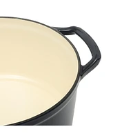 Kenmore Oak Park 5Qt Cast Iron Dutch Oven Casserole With Lid Metallic Enamel - Gunmetal Grey