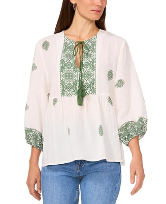 Vince Camuto Women's Tie-Neck 3/4-Sleeve Top