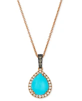 Le Vian Robins Egg Blue Turquoise (1-3/4 ct. t.w.), Nude Diamond (1/6 ct. t.w.) & Chocolate Diamond (1/20 ct. t.w.) Pendant Necklace in 14k Rose Gold,