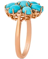 Le Vian Robins Egg Blue Turquoise & Nude Diamond (1/5 ct. t.w.) Flower Ring in 14k Rose Gold