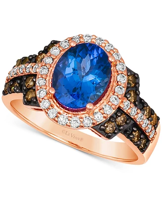 Le Vian Blueberry Tanzanite (1-5/8 ct. t.w.) & Diamond (5/8 ct. t.w.) Oval Hao Ring in 14k Rose Gold