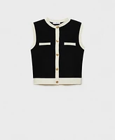 Mango Women's Contrast Piping Knitted Waistcoat Sweater