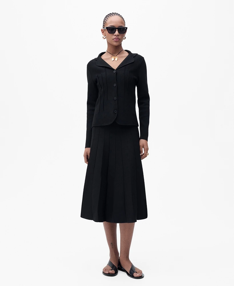 Mango Women's Lapel Collar Knit Sweater