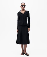 Mango Women's Lapel Collar Knit Sweater