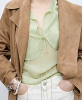 Mango Women's Bow Details Combined Blouse