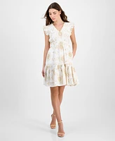 Anne Klein Petite V-Neck Ruffled Sleeveless Sun Dress