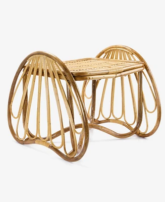 Amara Handmade Rattan Stool and Plant Stand, Boho Accent Furniture