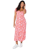 Roxy Shelley Coast Floral-Print Tie-Front Midi Dress